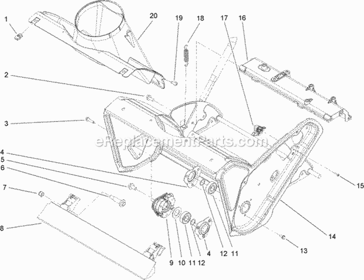 Rotor Housing & Scraper Assembly Diagram and Parts List for 34002 290000001-290999999 - 2009 Lawn Boy Snow Blower